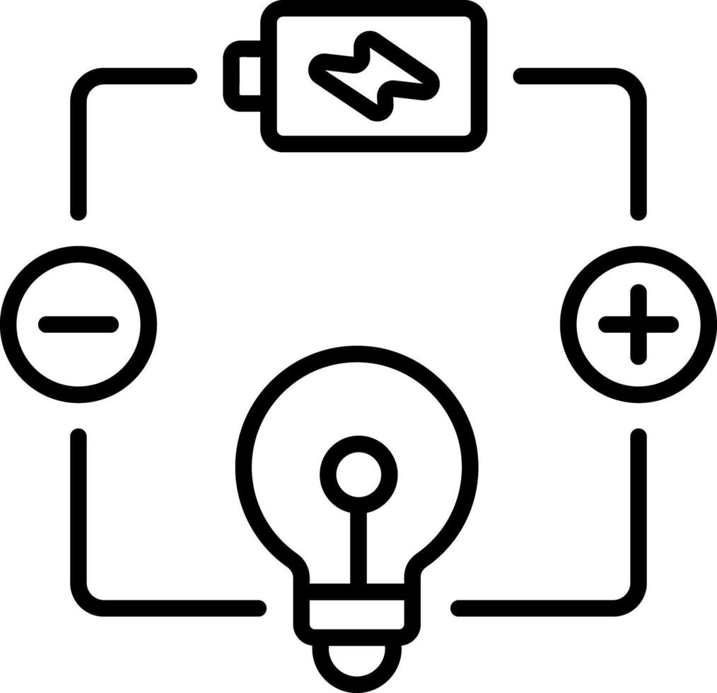 A line style icon showing light experiment vector