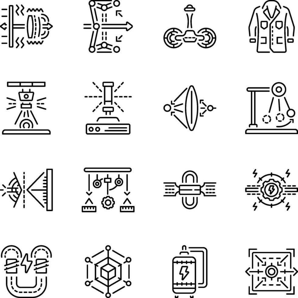 Pack of Physics Experiment Linear Style Icons vector