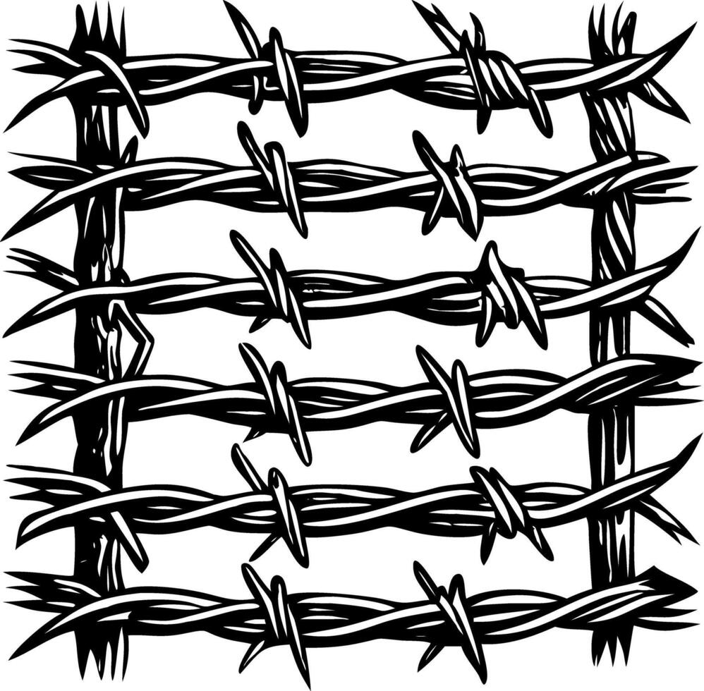 A vintage style illustration showing barbed wire vector