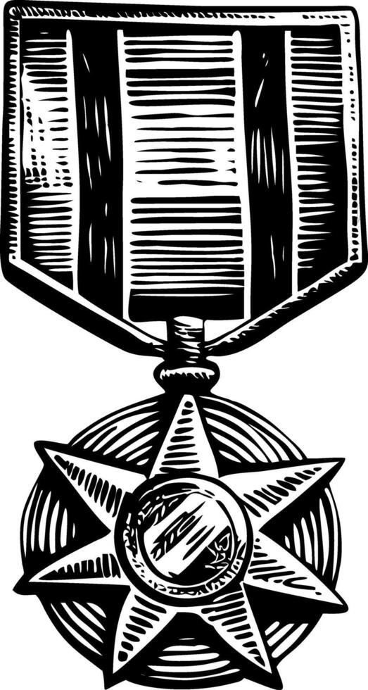 A vintage style illustration depicting war medal vector