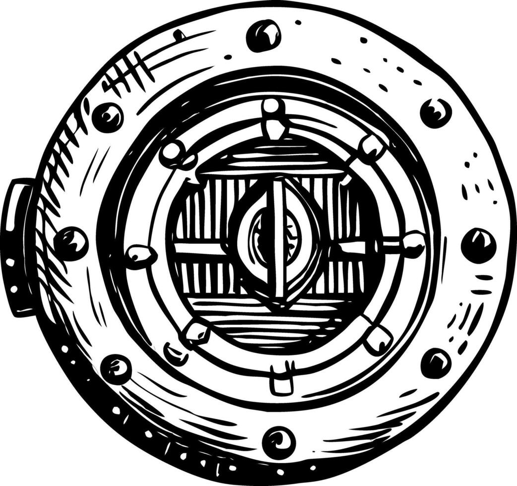 A vintage style illustration representing submarine hatch vector