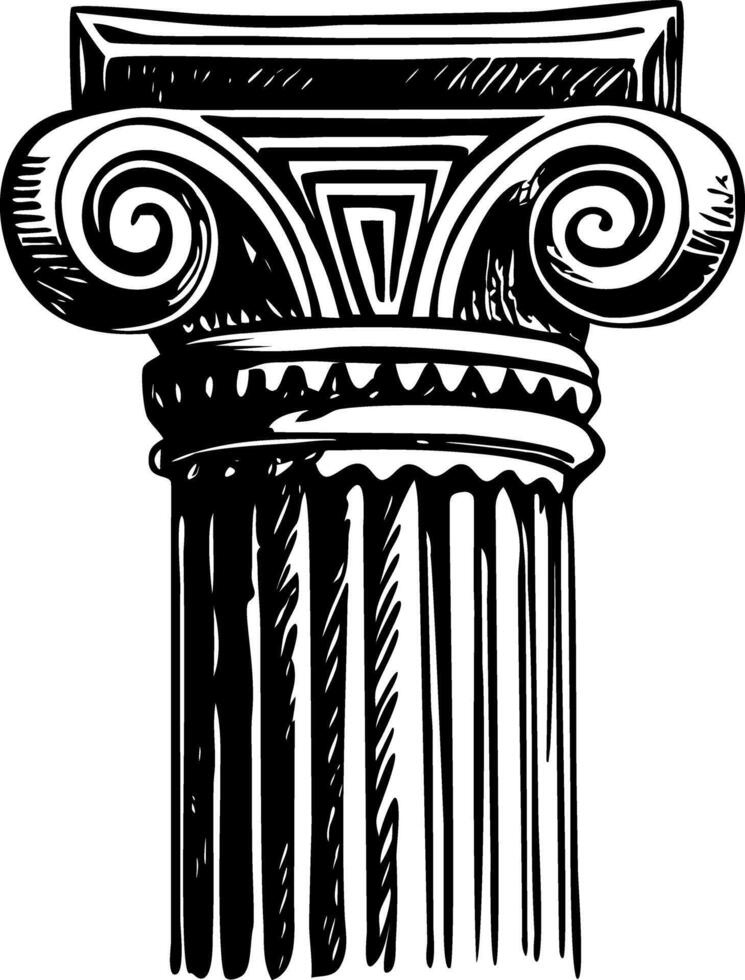 A vintage style illustration showing greek column vector