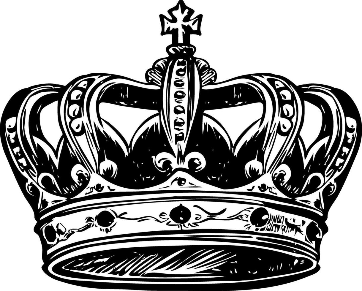 A trendy vintage style illustration showing royal crown vector