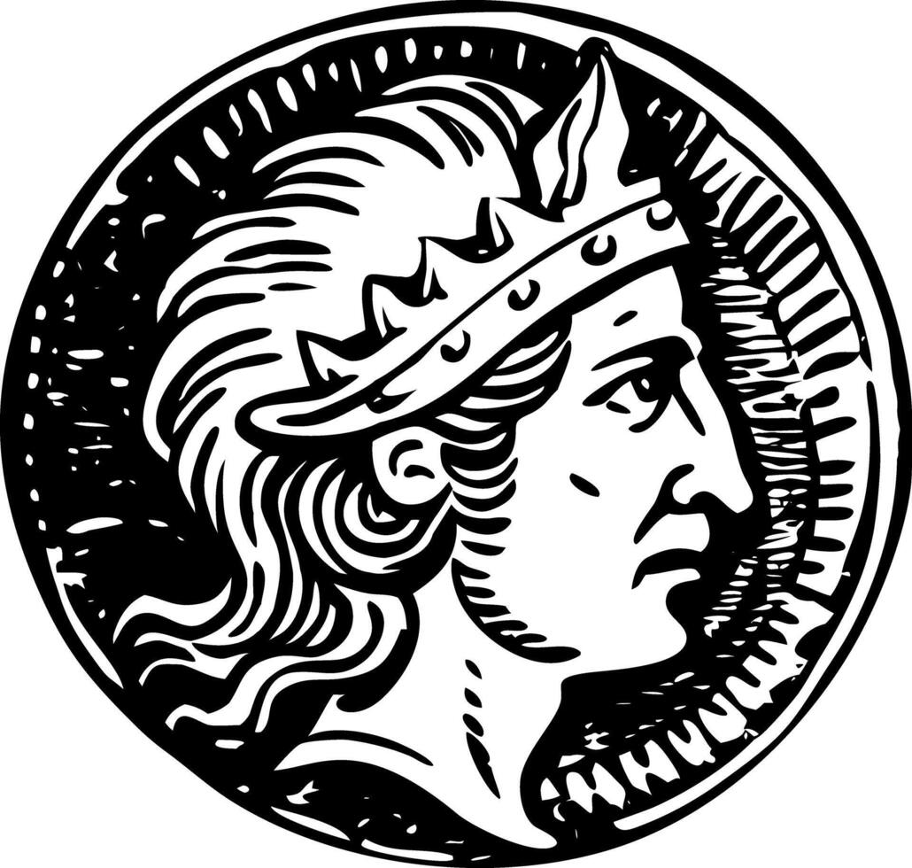 A vintage style illustration showing roman coin vector
