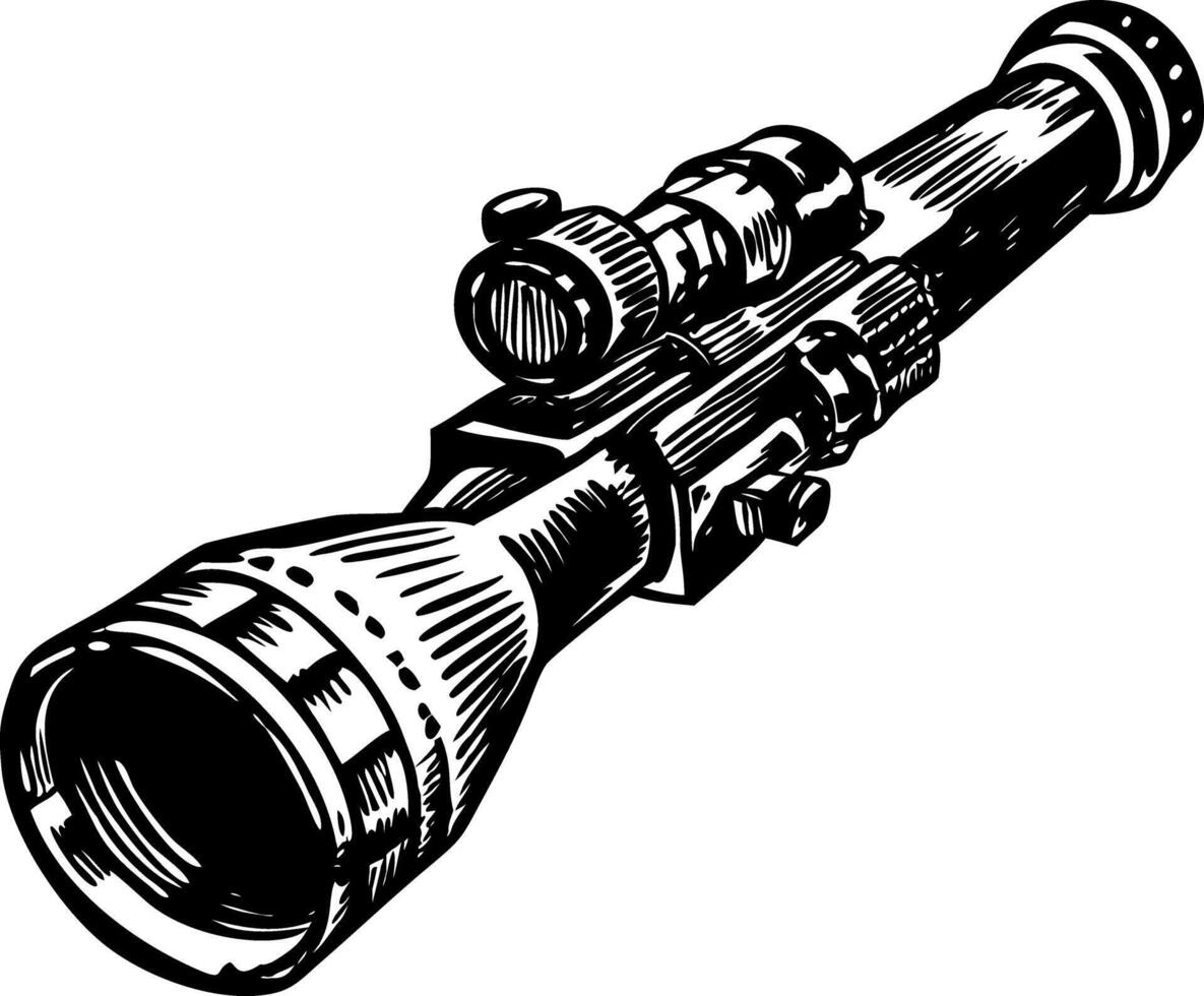 A vintage style illustration showing rifle scope vector