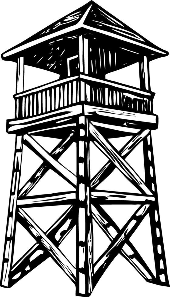 A vintage style illustration representing a watchtower vector