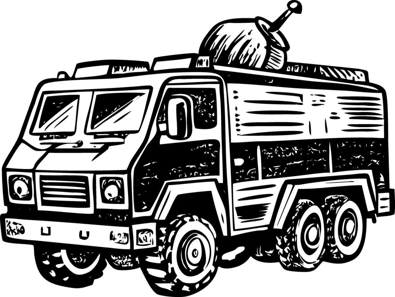 A vintage style illustration representing command vehicle vector