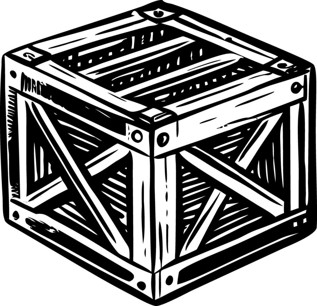A vintage style illustration depicting a supply crate vector
