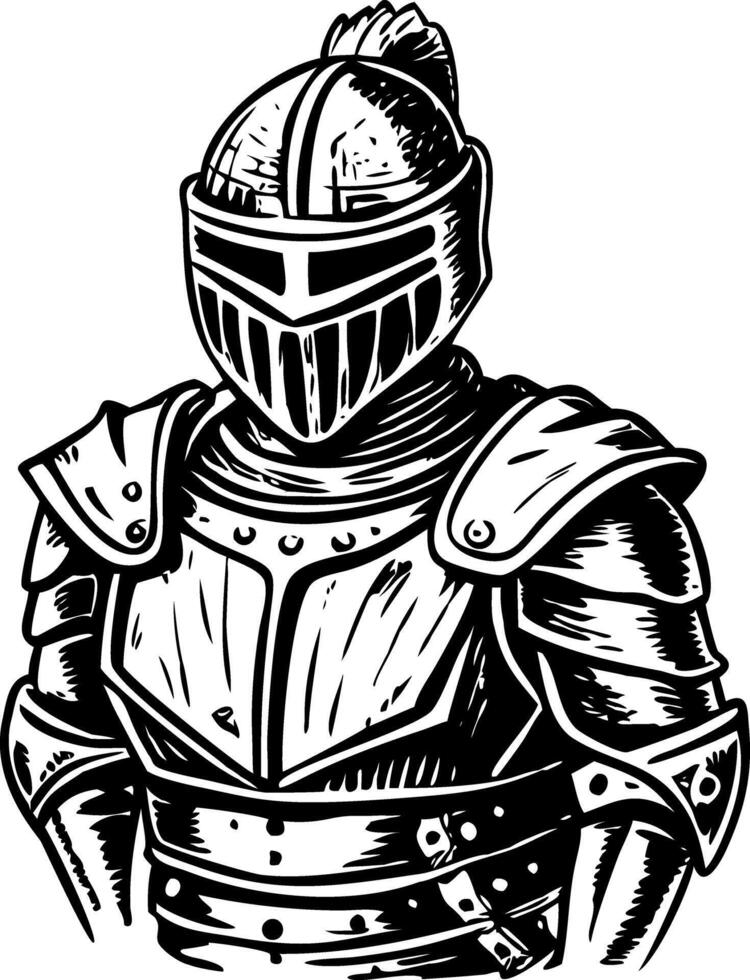 A vintage style illustration showing knight armour vector