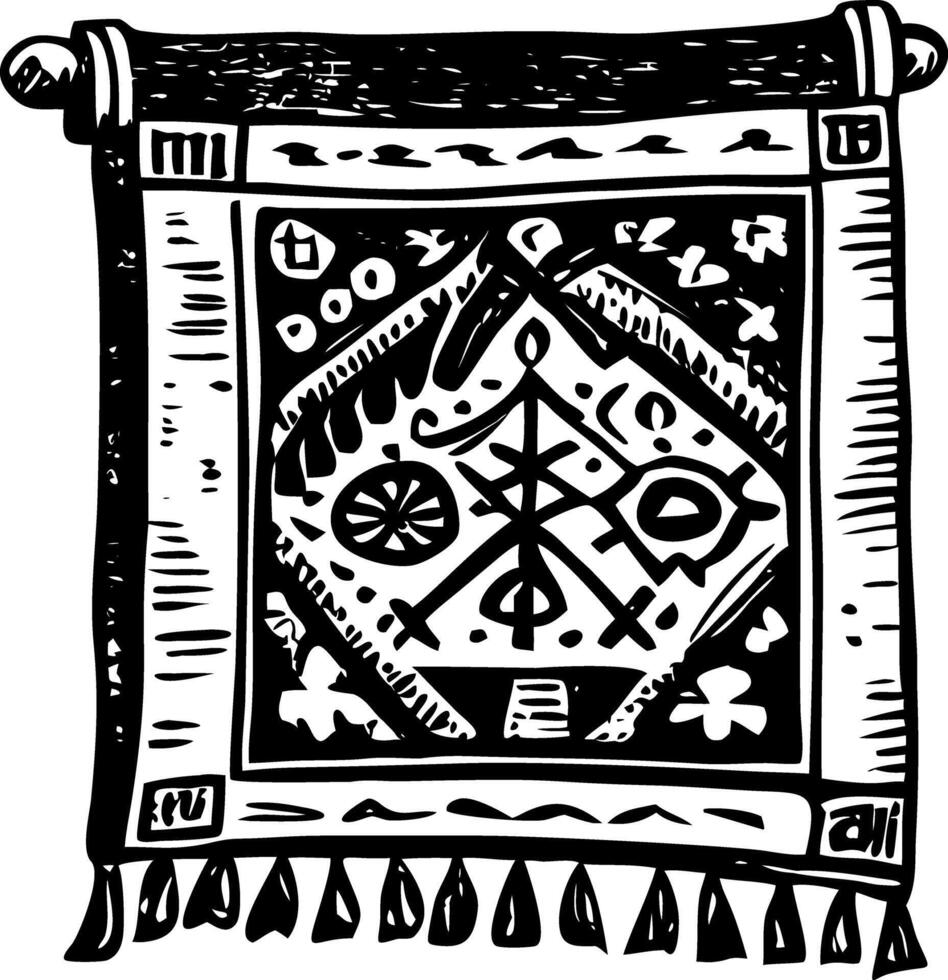 A glyph style illustration representing ancient tapestry vector