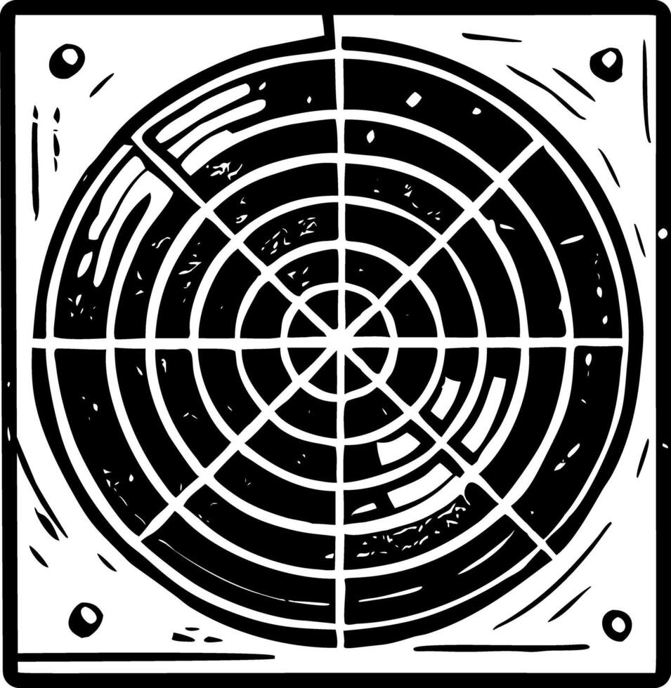 A vintage style illustration showing radar screen vector