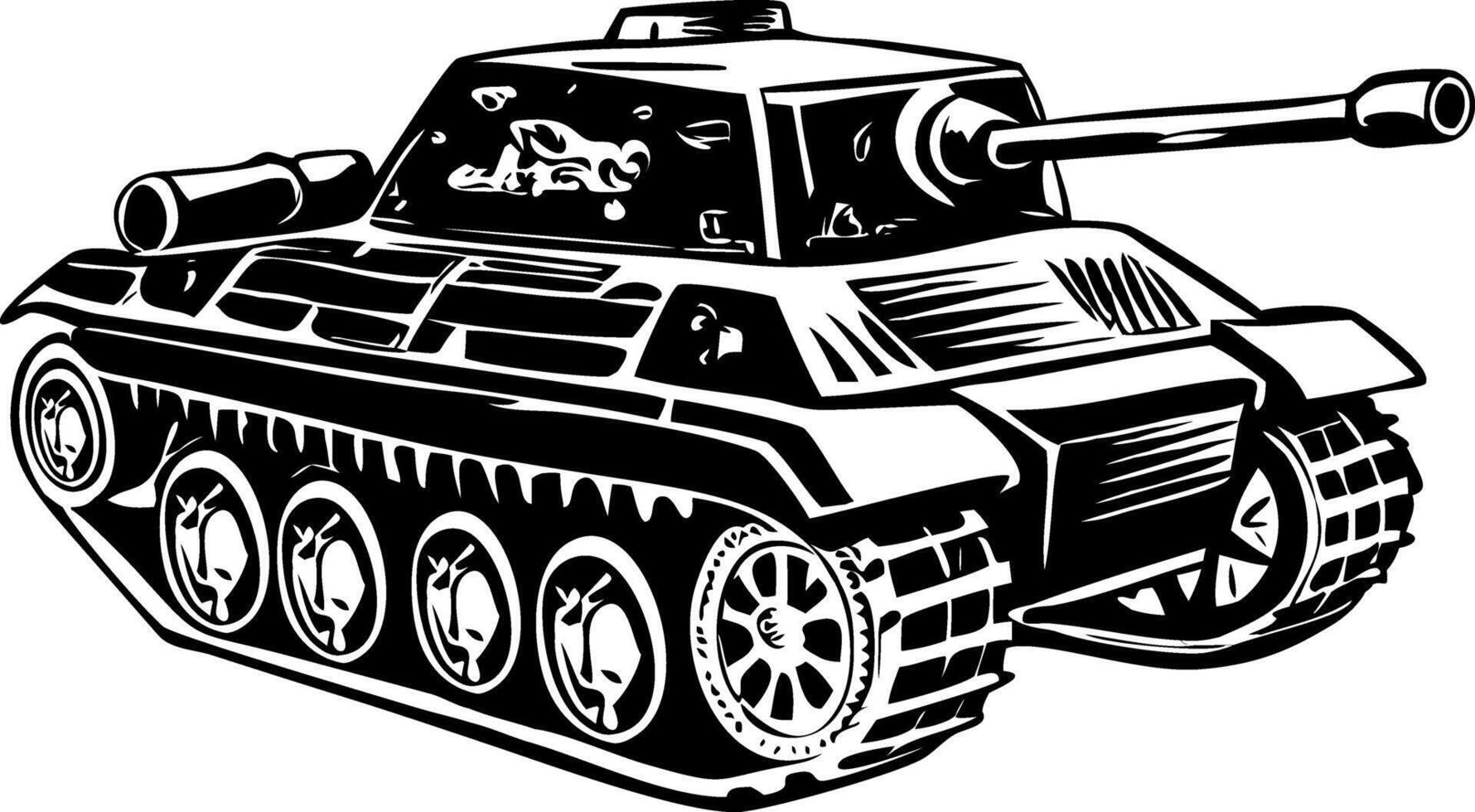 A vintage style illustration showing war tank vector