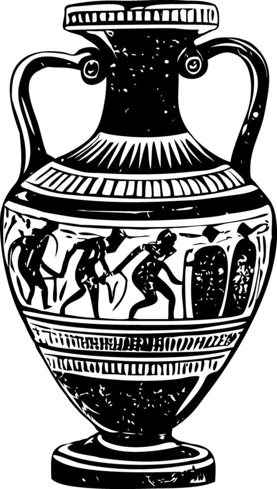 A vintage style illustration showing greek vase vector