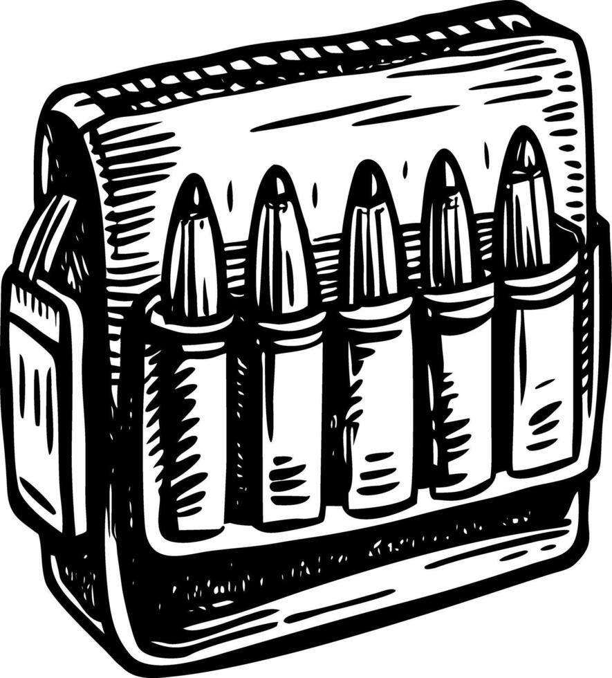 A sketchy style illustration showing cartridge pouch vector