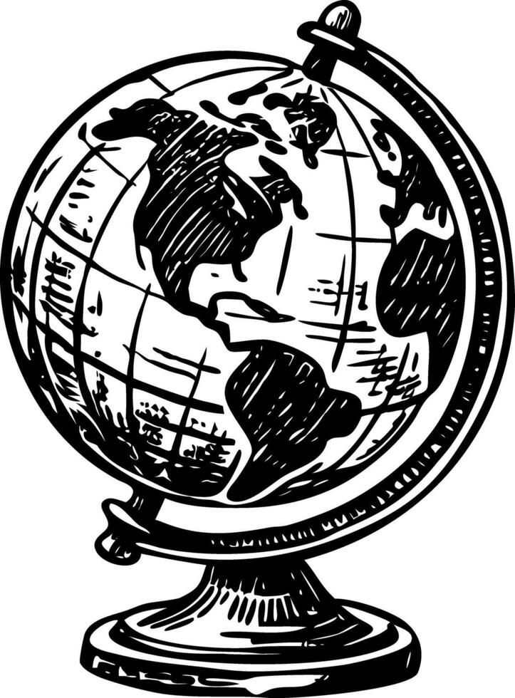 A vintage style illustration showing historical globe vector