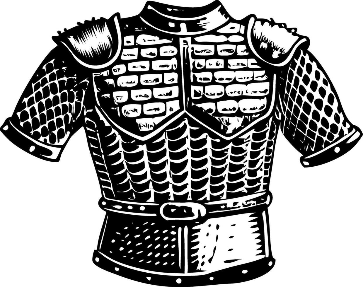 A glyph style illustration representing chainmail armour vector