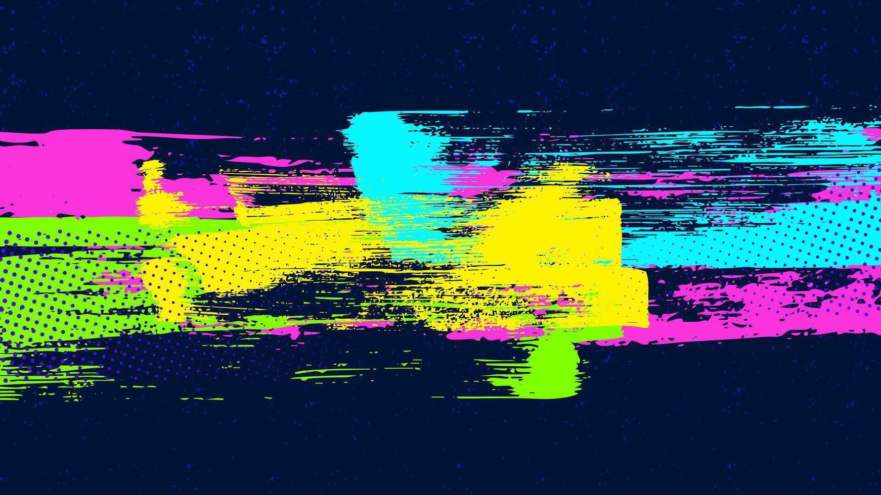 Dark blue background with multi-colored reflective brush strokes in the center. vector