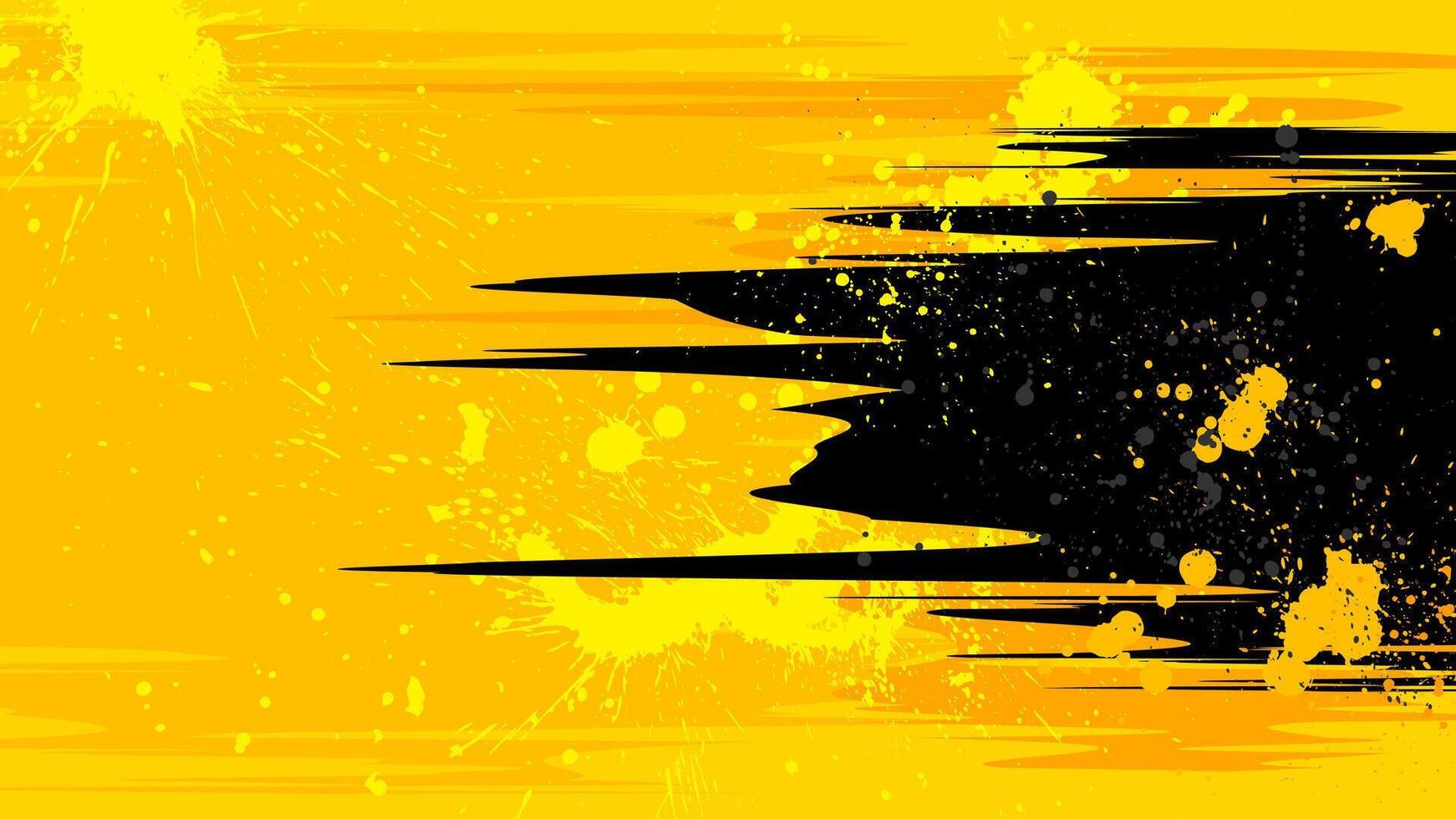 Yellow background with black movement and yellow drops scattered. vector