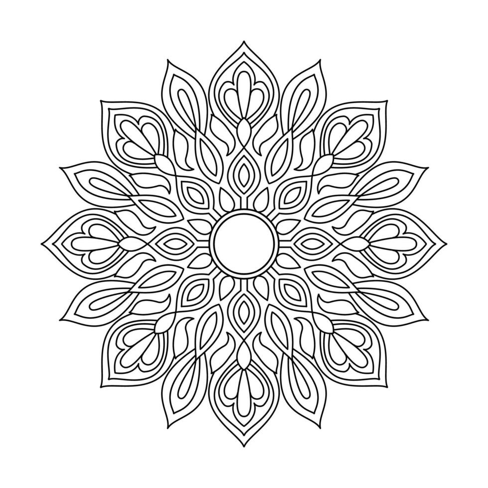 Elegant Tribal Petals Mandala in Black and White Coloring Book Page vector