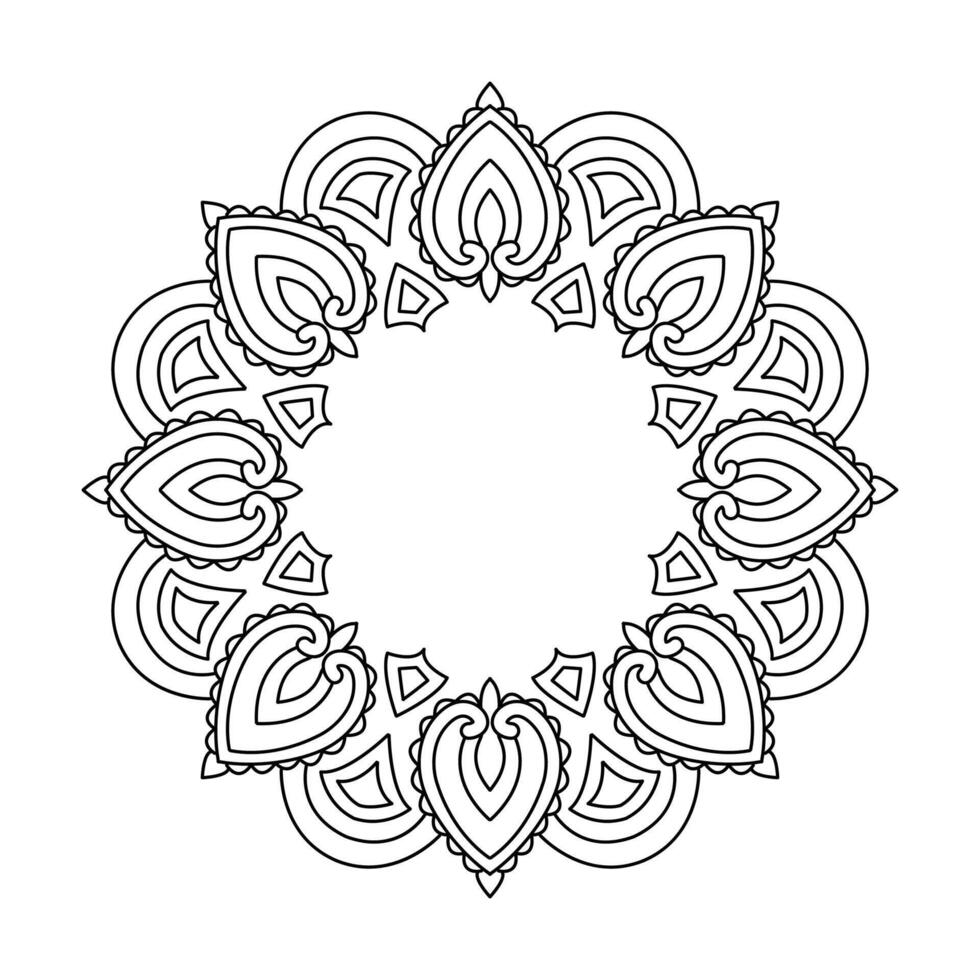 Elegant Mehndi Swirl Mandala Coloring Book Page vector