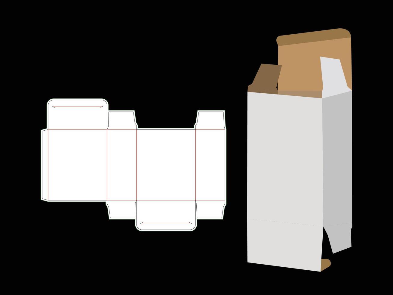 Reverse Tuck end box Dieline Template 5x2.5x6 Inch vector