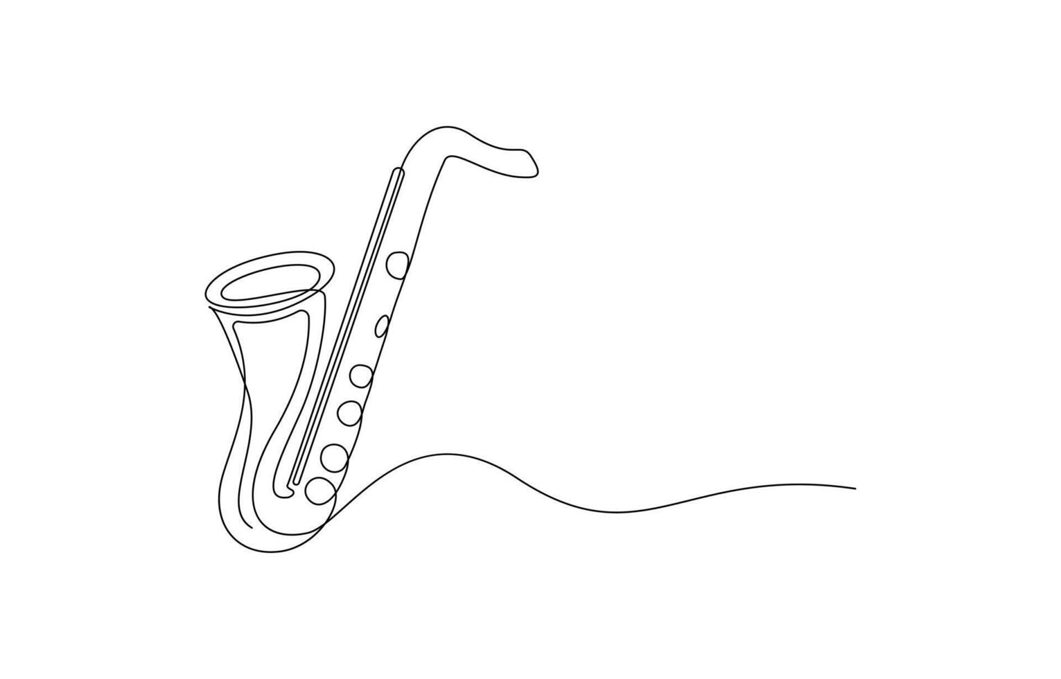 Saxophone in a Single Line Minimalist Musical Instrument Illustration, vector