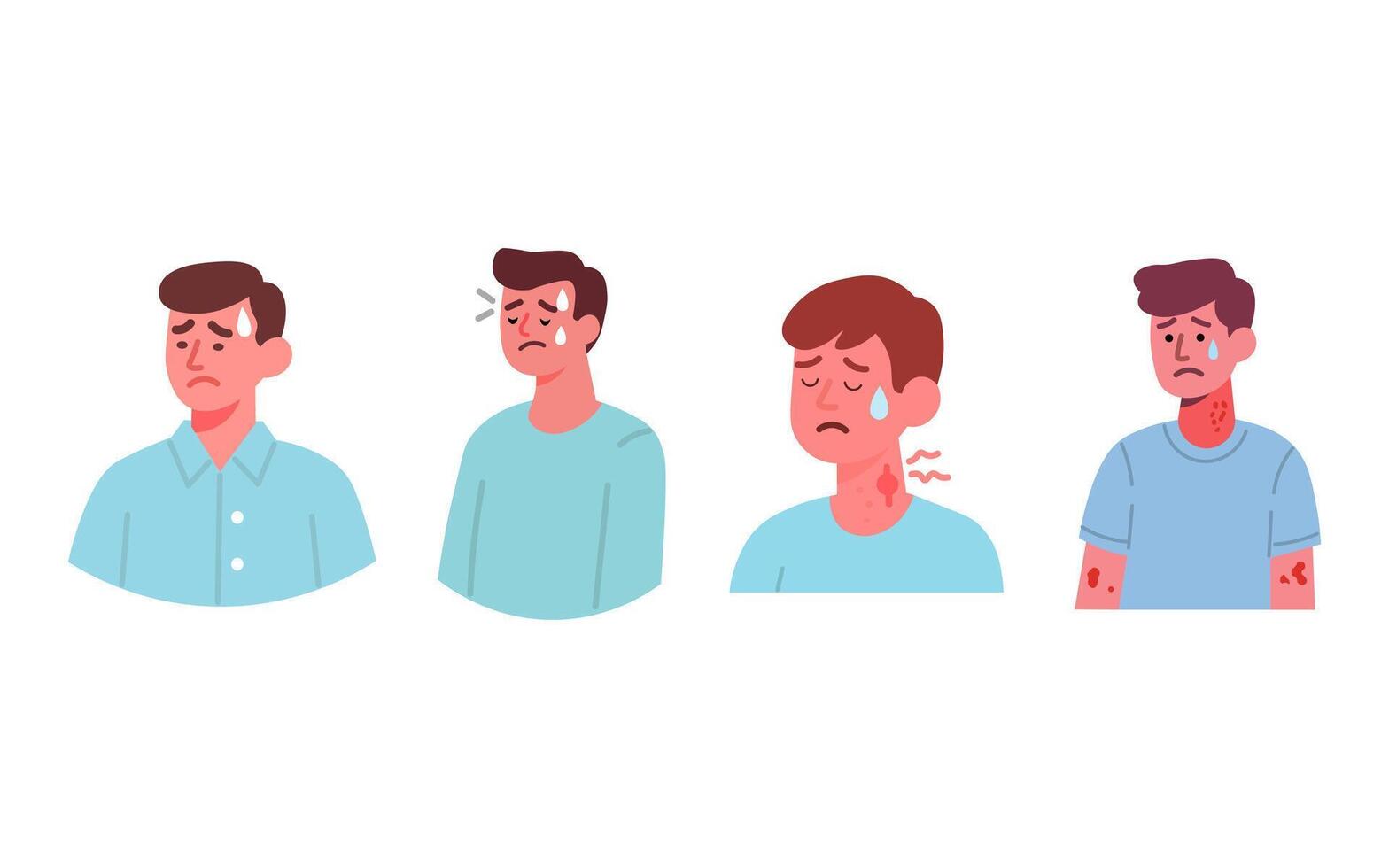 Illustration of a young man's emotional states vector