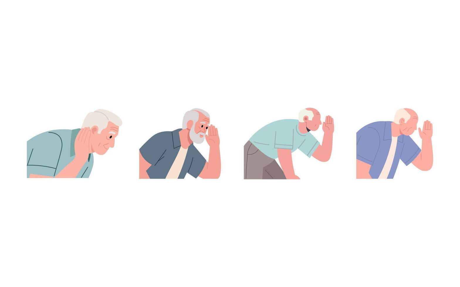 Elderly People Listening Attentively Illustrating Hearing Loss vector