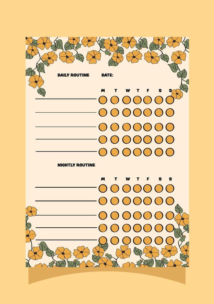 Routine tracker with floral design vector