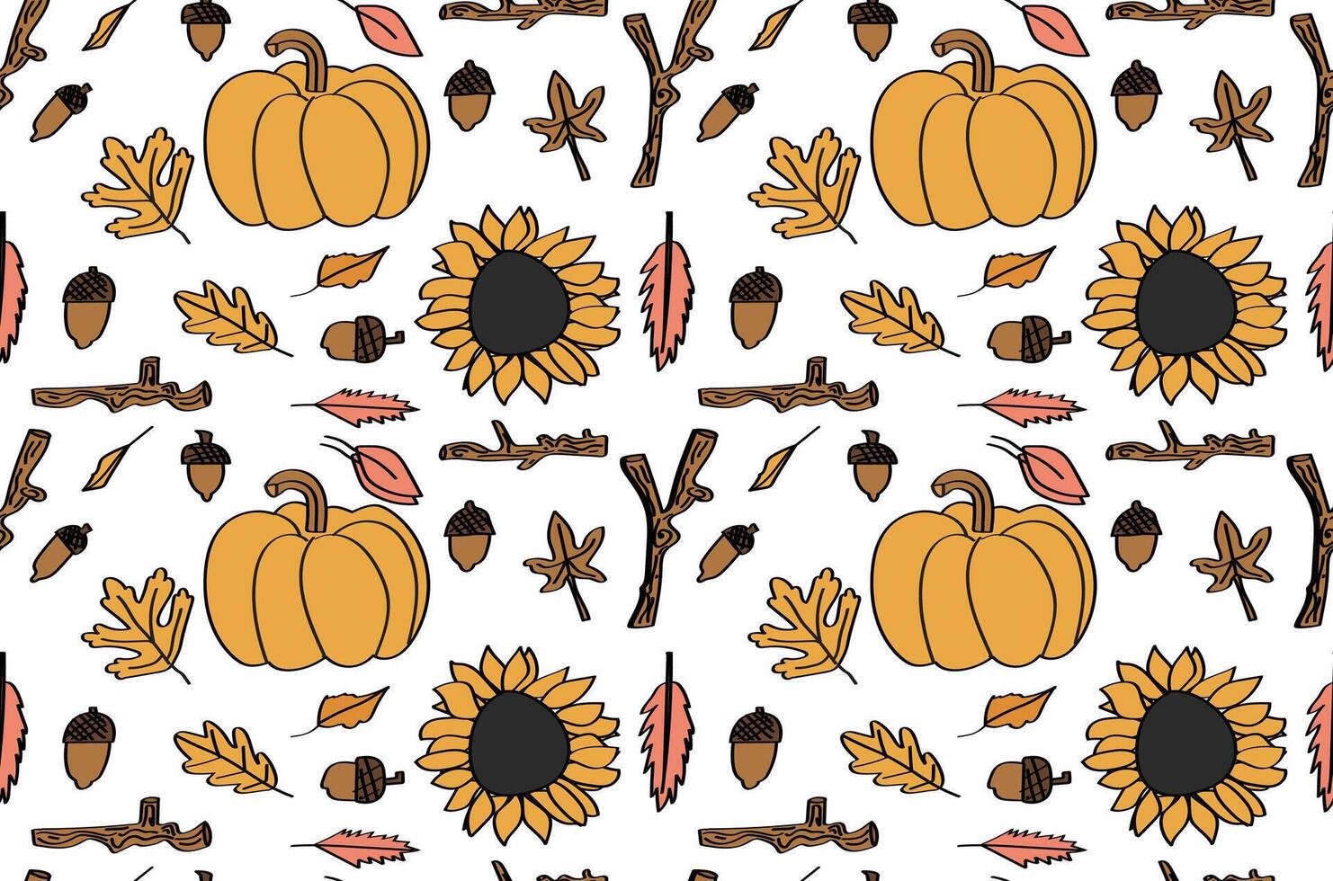 Fall pumpkin sunflower pattern design vector