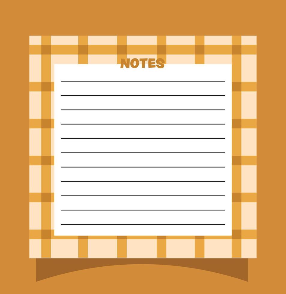 sticky note, memo pad with plaid pattern background vector