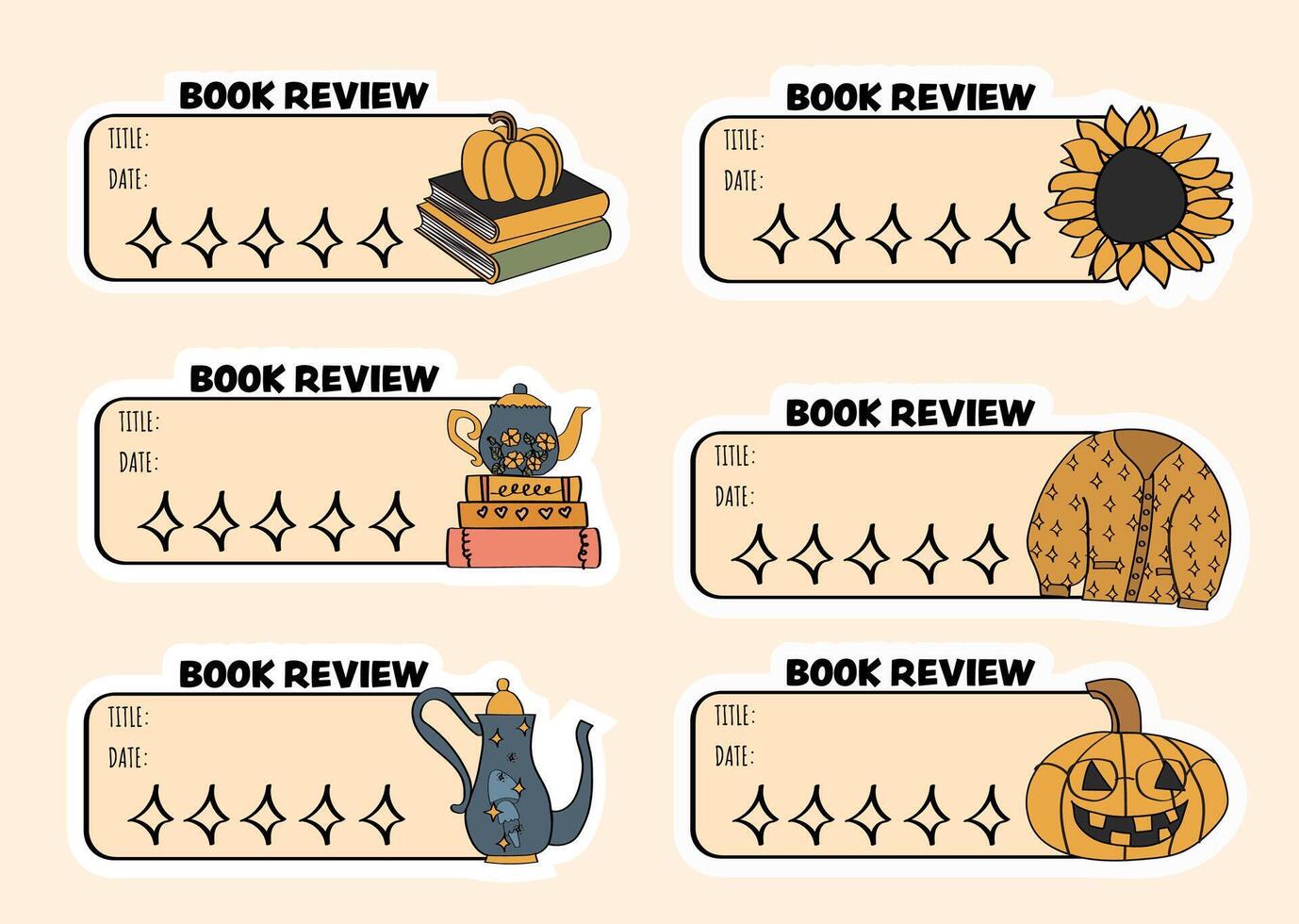 Book review templates with fall illustrations vector
