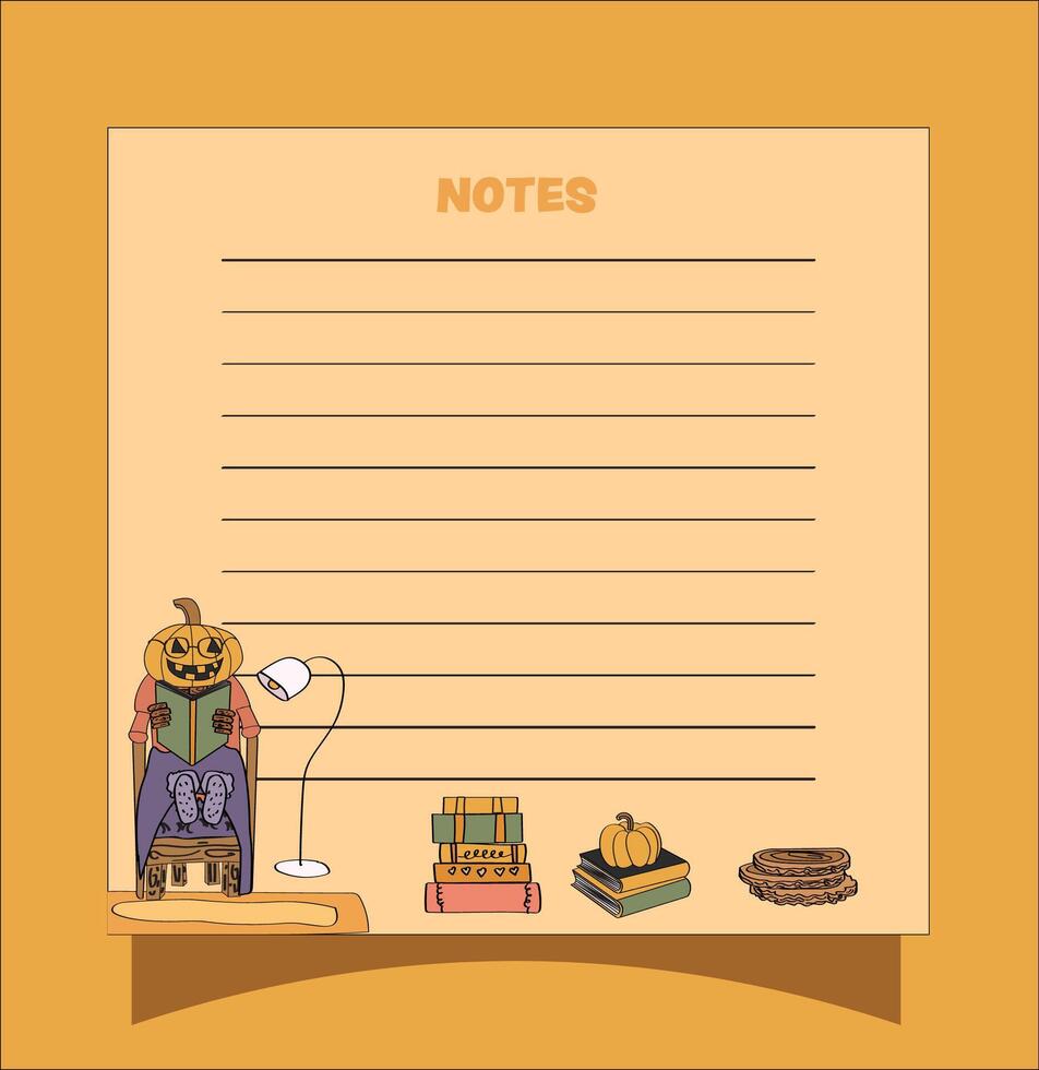 sticky note, memo pad with autumn cozy vibes vector