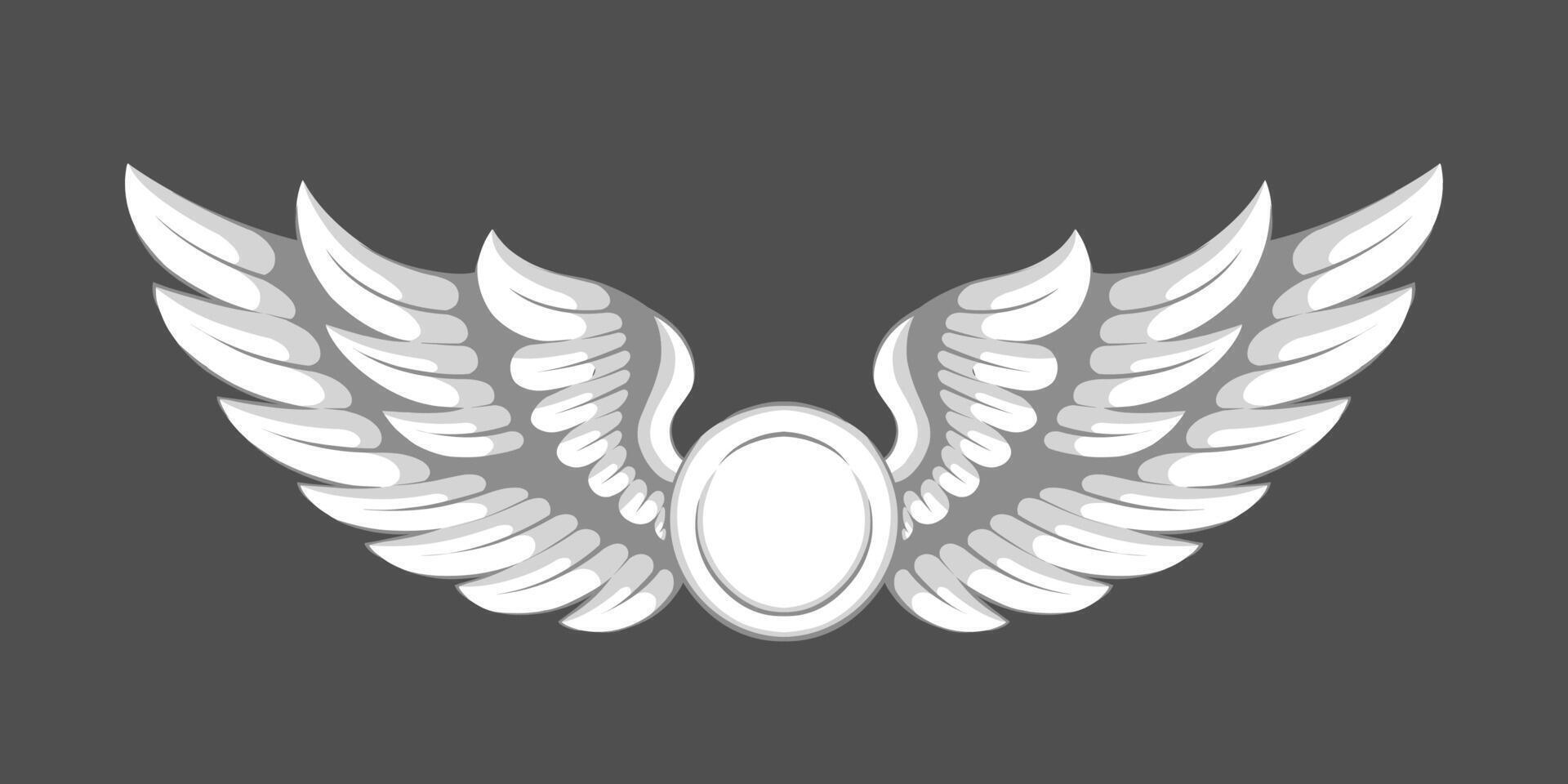 White angel wings and shield isolated design vector