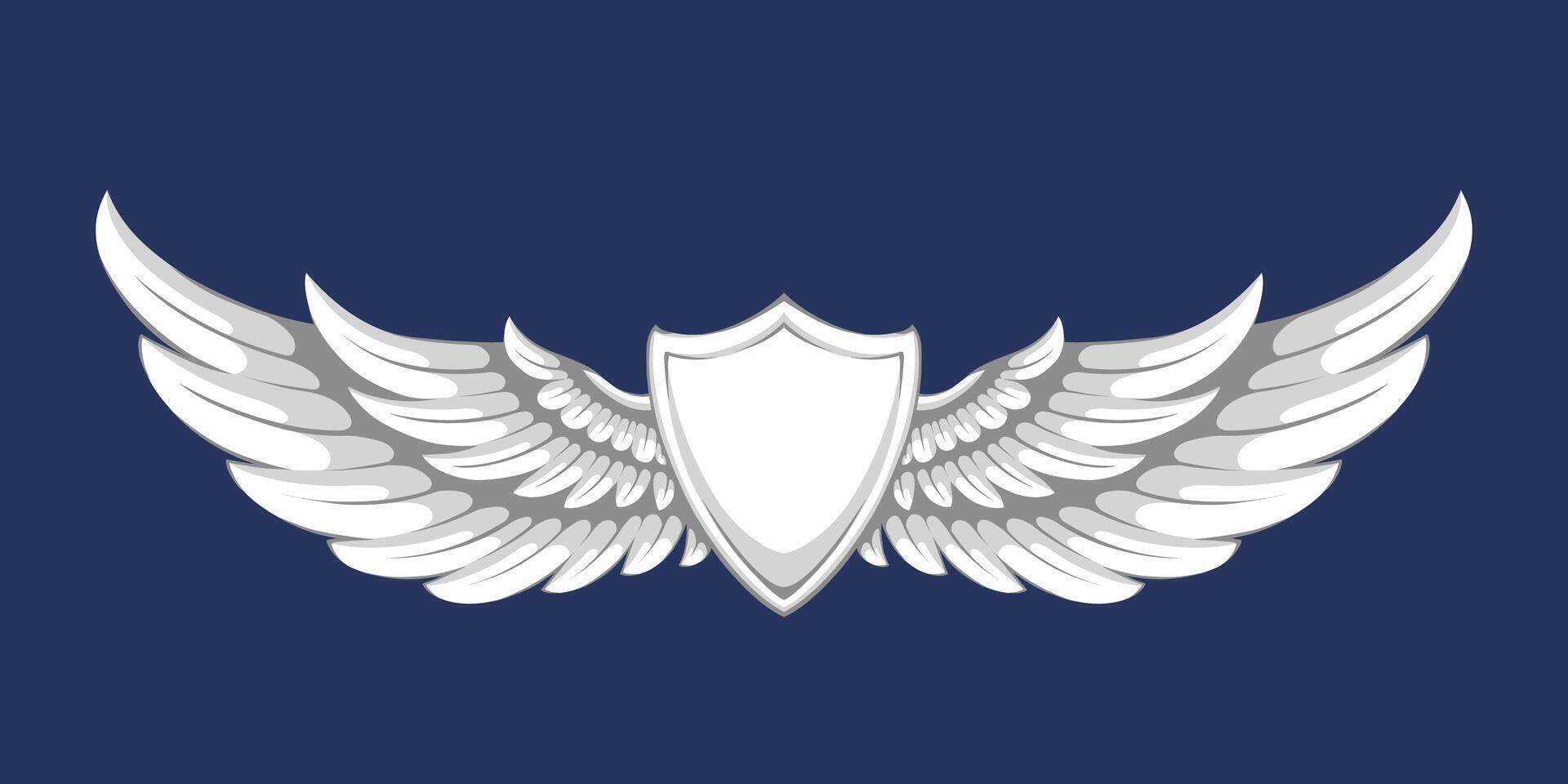 White angel wings and shield illustration design vector