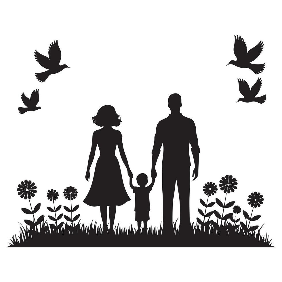 Peaceful Unity Family Art with Tree and Bird Design vector