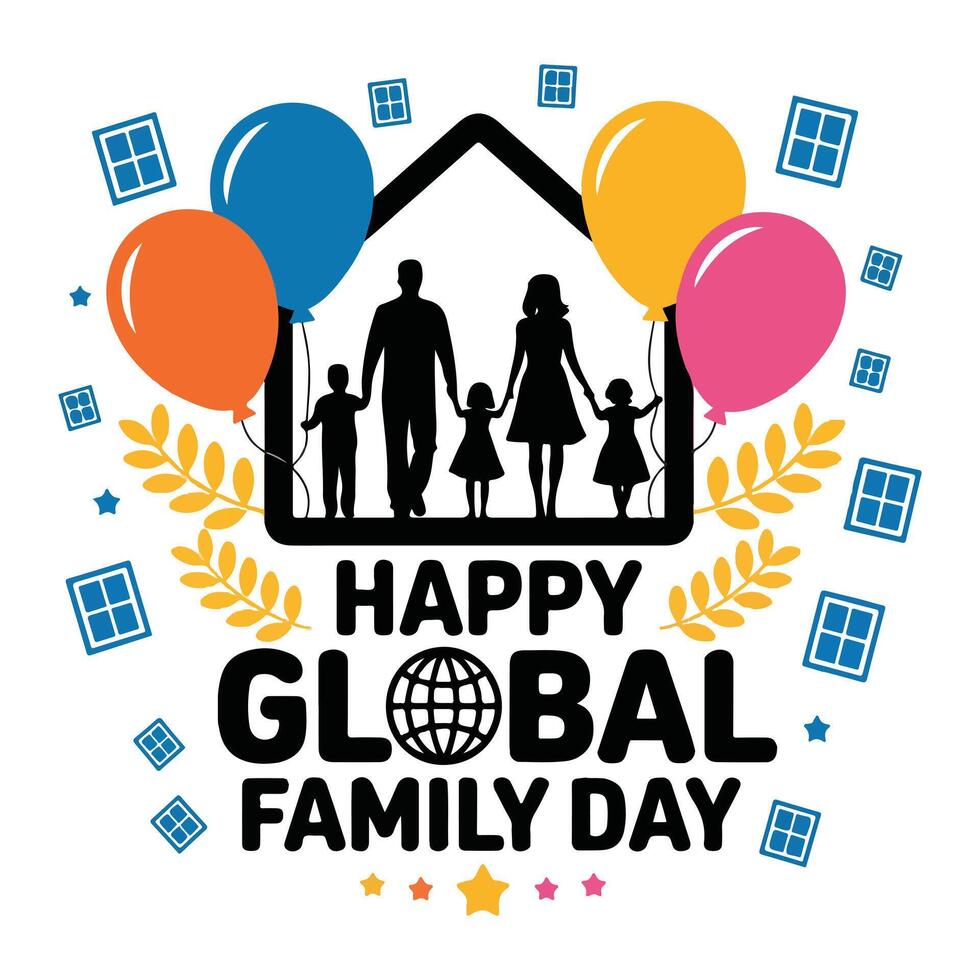Global Family Day Showing Diverse Families United vector