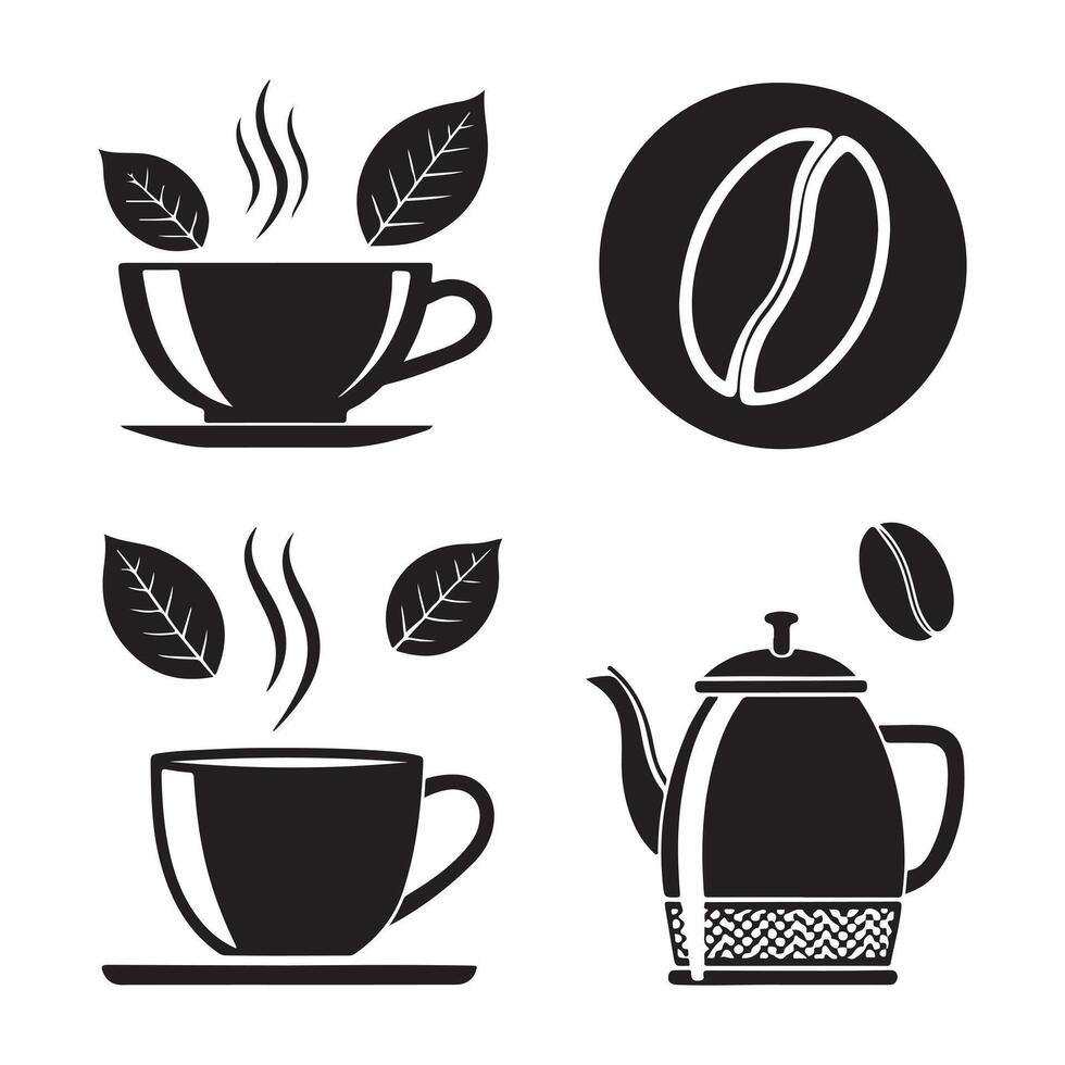 Minimal Coffee Clipart Bundle with Hot Drink Icons vector