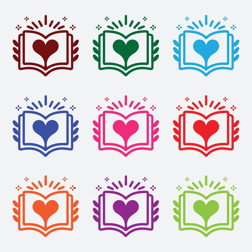 Heart Shape Book Clipart Bundle for Readers vector