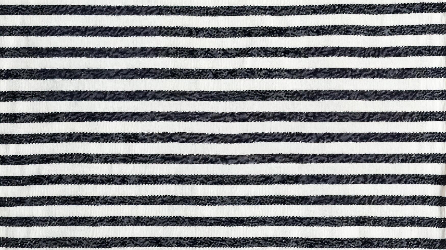 Black and white horizontal stripe fabric texture with woven surface pattern showing repetitive lines and classic textile design. photo