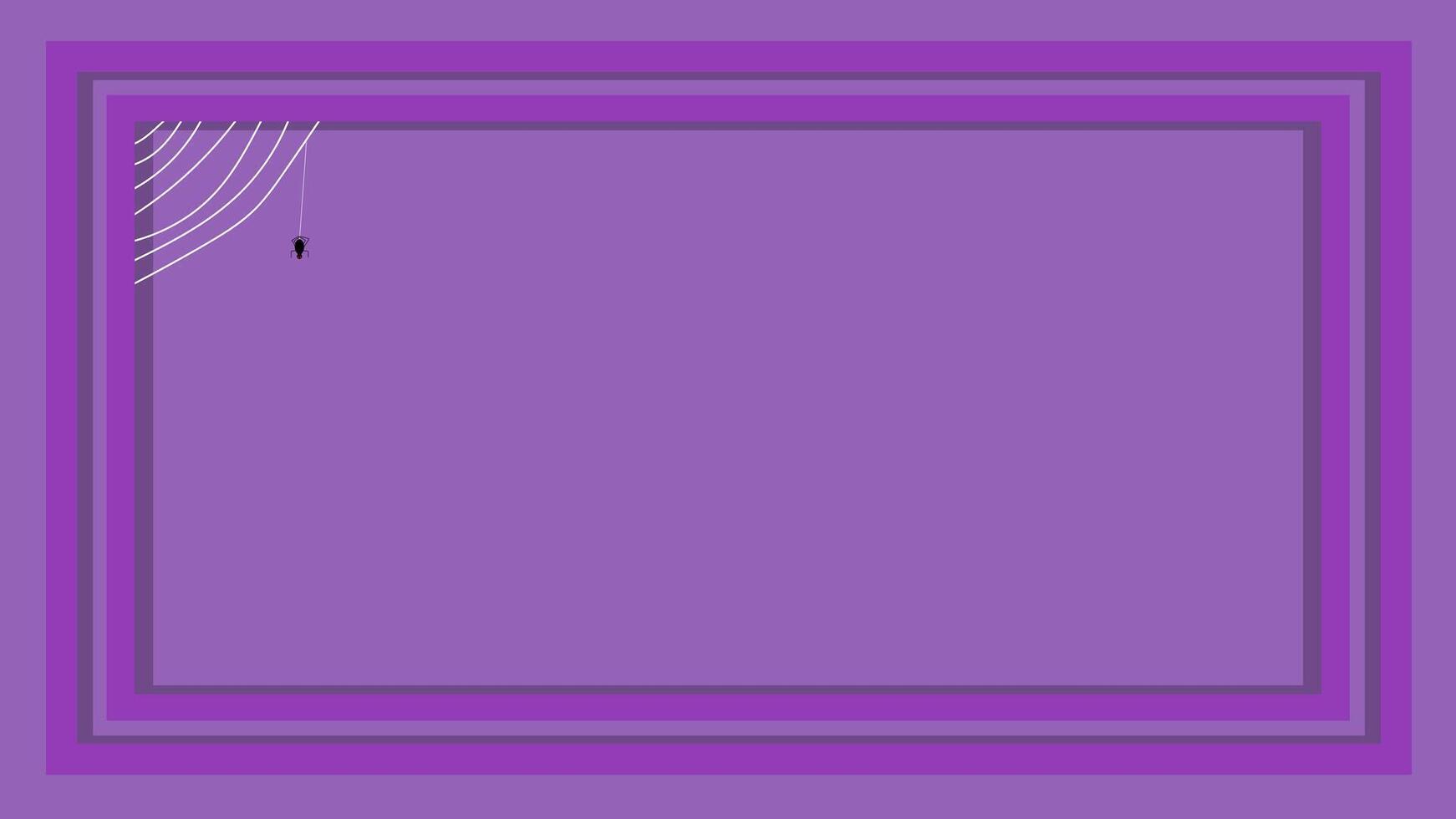 Purple Halloween background with spider hanging from web in corner frame design for spooky seasonal message vector