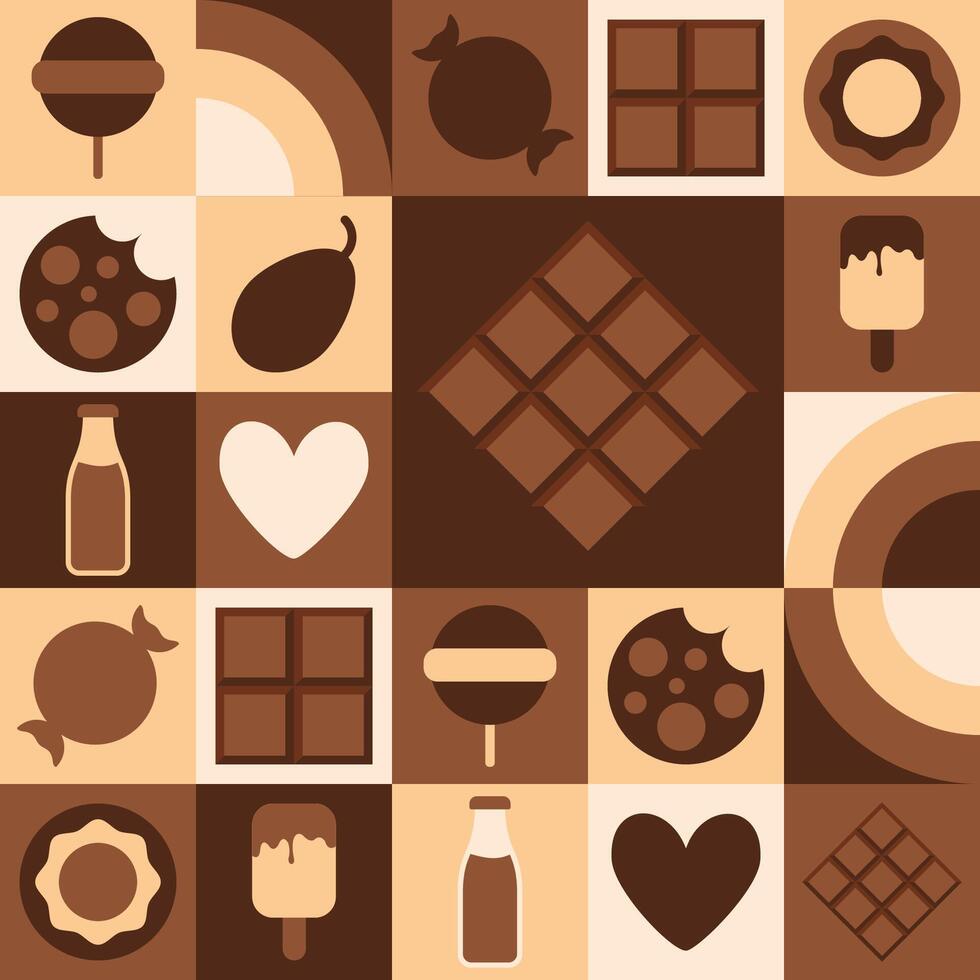 World Chocolate Day illustration background for web template, landing page with geometric mosaic vector