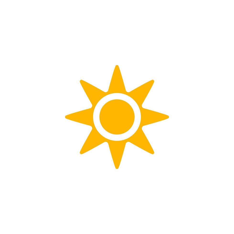 Sharp Sun Icon With Circle Core. Perfect For Hot Weather Signs, Summer Solstice, Morning Apps, And Heatwave UI Design. Bold And Scorching Style. Illustration. vector
