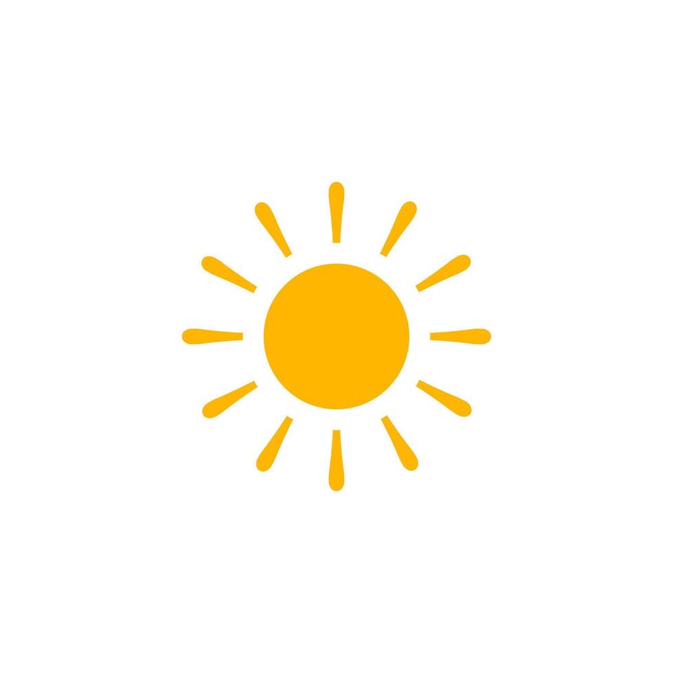 Sun Icon Long Rays Flat Design. Great For Weather UI, Solar Energy, Summer Concepts, And Bright Interface Elements. Clean Modern Shape. Illustration. vector