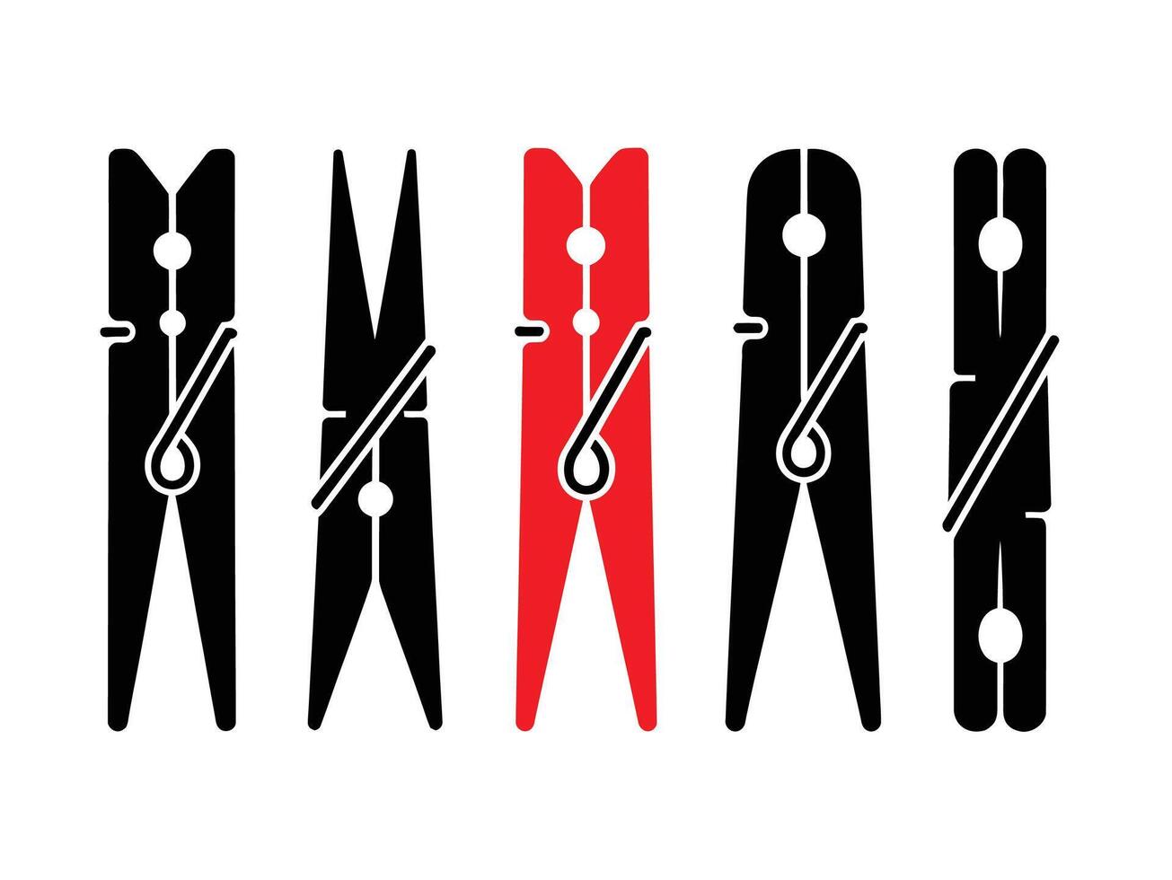 illustration of silhouettes and clothespins collection on white background vector