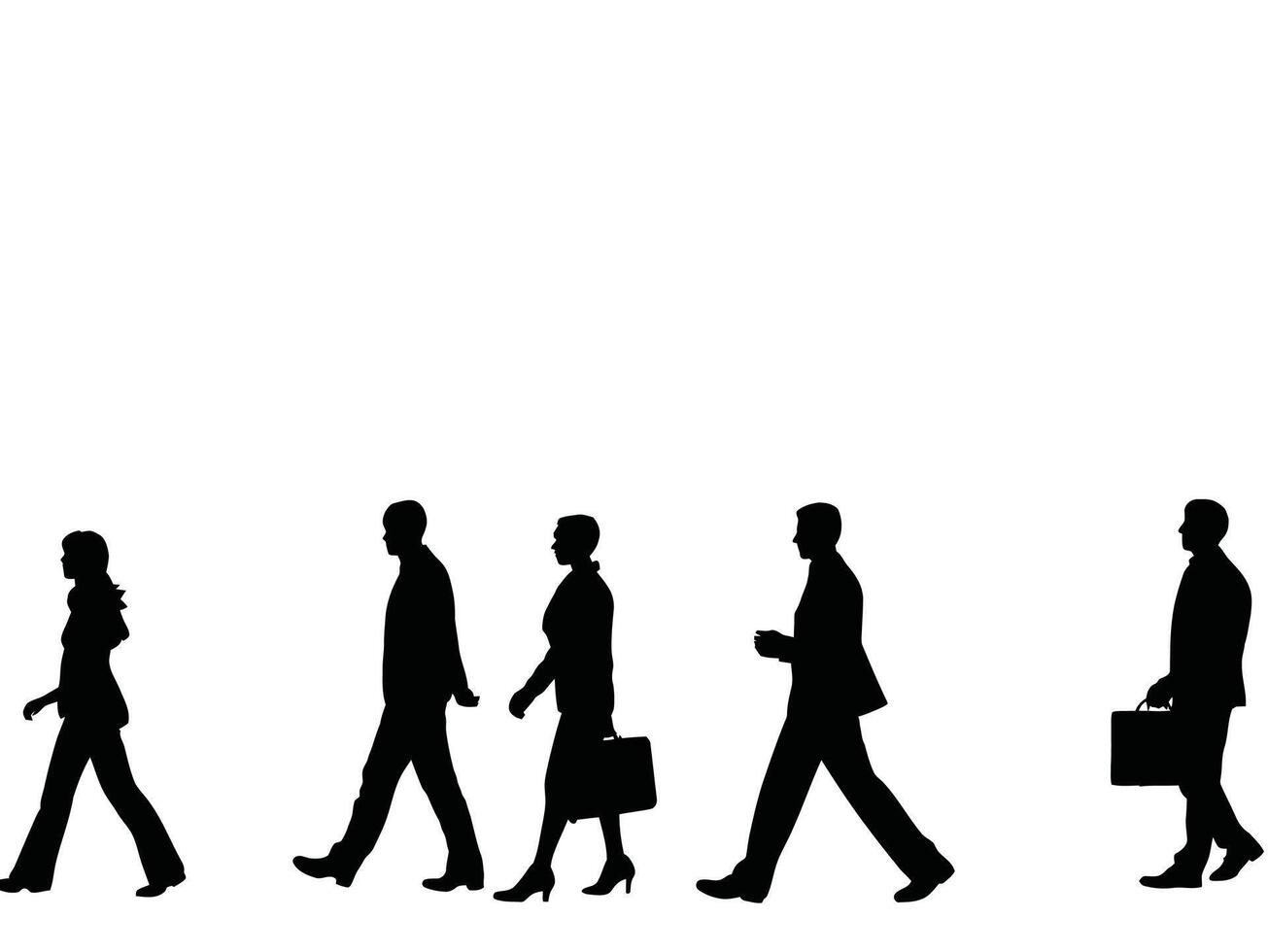 silhouettes of men and women, a group of business people standing, isolated on white background. silhouettes of business people vector