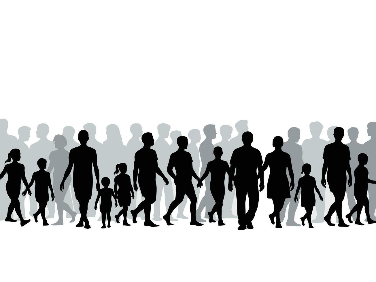 Silhouette of a crowd of people set vector