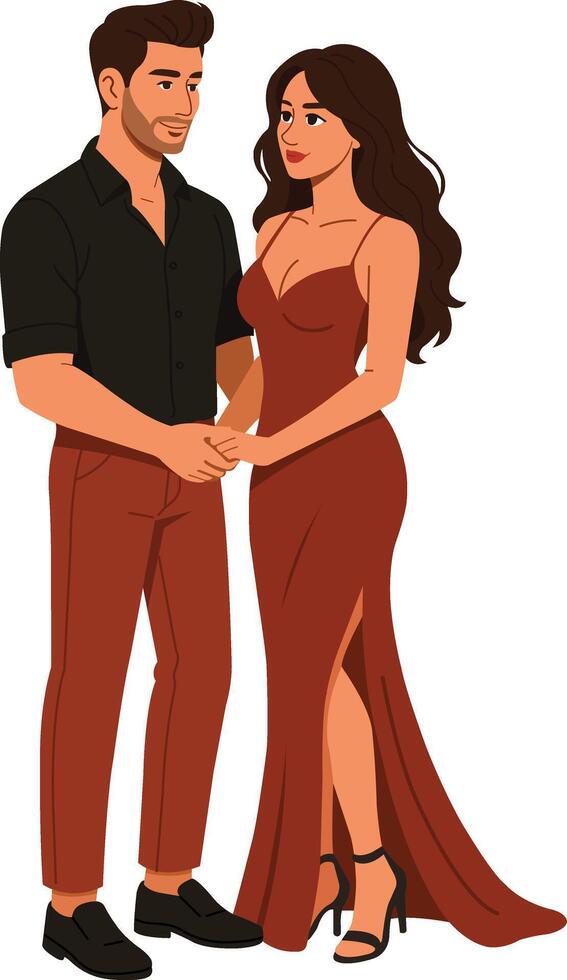 Romantic Couple Standing and Holding Hand vector