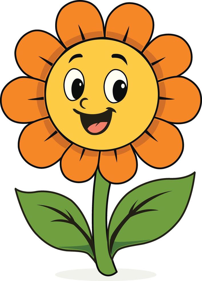 Smiling Cartoon Flower Character Illustration vector