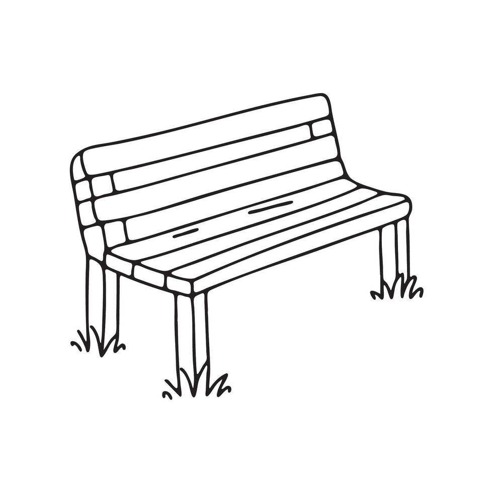 A bench leaning forward with one leg sunk into soft ground vector